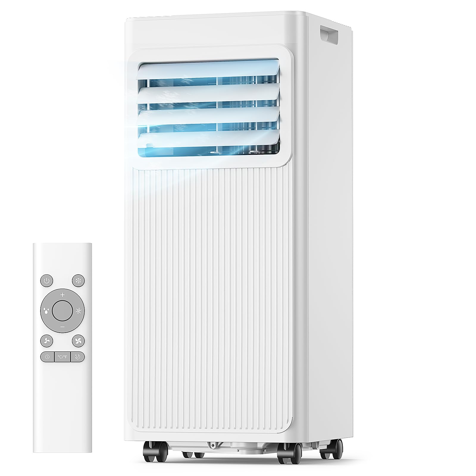 611knjcgnFL Aire Acondicionado Portátil 7000 BTU, Climatizador 4 en 1 (Frío, Ventilador, Deshumidificador 19L/D, Noche), Bajo Consumo, Silencioso, Temporizador 24H, Mando, Kit de Ventana Incluido, Blanco - Image 1