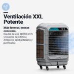 Symphony Movicool XXL-100 Climatizador Evaporativo Industrial PRO, 100 L, 625W, Caudal 18000 m³/h, 3 Filtros XL, Ruedas, Gran Potencia, 120m², Ventilador XXL - Image 3