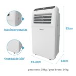 SHINCO Wifi Mobile Air Conditioner 12000 BTU/h, Eco R290, 3.5 kW, 4 en 1 Refrigeración, Calefacción, Ventilador, Deshumidificador, Blanco - Image 7