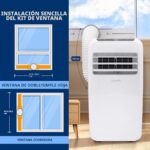 SereneLife Aire Acondicionado Portátil, 9.000 BTU, con Mando a Distancia, Móvil, Silencioso, Deshumidificador, Ventilador, Kit Escape Ventana, Blanco - Image 4