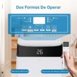 Aire acondicionado portátil 10000 BTU 3,1 kW(con mando a distancia), bajo consumo energético, pantalla LED, 4 modos, 2 velocidades de ventilador, cubre 28 m², temporizador de 24 horas, Blanco - Image 4