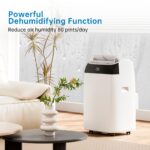 Aire Acondicionado Portátil 12000Btu/h, Climatizador Portátil 3 En 1,Bajo Consumo, Aire Acondicionado Silencioso Con Deshumidificador, Modo Sueño, Mando a Distancia,Para Hogar u Oficina Hasta 51 M² - Image 3