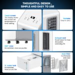 4 en 1 Aire acondicionado portátil,combina funciones de refrigeración, deshumidificación ventilación, ultrasilencioso, temporizador 24 Ideal para hogares, oficinas y cocinas（Blanco puro） - Image 5
