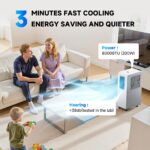 4 en 1 Aire acondicionado portátil,combina funciones de refrigeración, deshumidificación ventilación, ultrasilencioso, temporizador 24 Ideal para hogares, oficinas y cocinas（Blanco puro） - Image 3