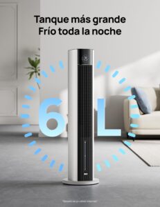 DREO Ventilador de Torre con enfriamiento por agua, enfriador 110 cm, silencioso, 4 velocidades, 4 modos, evaporativo, control app, paquete de hielo, oscilación 80°, temporizador 12 h, blanco - Image 3