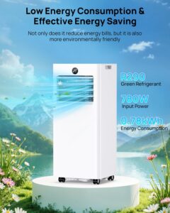 Aire Acondicionado Portatil 7000 BTU con Kit Ventana, 4 en 1 Refrigeración/Ventilador/Deshumidificador/Modo Sueño, Mando a Distancia, Temporizador 24h, Ruedas 360°, Silencioso para Dormitorio Oficina - Image 6