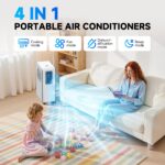 4 en 1 Aire acondicionado portátil,combina funciones de refrigeración, deshumidificación ventilación, ultrasilencioso, temporizador 24 Ideal para hogares, oficinas y cocinas（Blanco puro） - Image 4