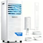 LEENON 9000 BTU Aire Acondicionado Portátil 4 en 1 Climatizador Portatil Deshumidificador Ventilación, Modo Sueño, Control Remoto, Temporizador 24H, Incluye Kit Ventana, Ar Condicionado Hasta 35m²