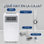 SereneLife Aire Acondicionado Portátil, 9.000 BTU, con Mando a Distancia, Móvil, Silencioso, Deshumidificador, Ventilador, Kit Escape Ventana, Blanco - Image 7
