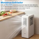 OKYUK Aire Acondicionado Portatil, 200 W de ahorro energético, refrigerante ecológico R290, 3 en 1 Refrigera, Ventila y Deshumidifica,Cobertura 15-20m2.Con tubo de escape (Blanco) - Image 3