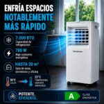 Aire acondicionado portátil inteligente Könighaus 7000 BTU para habitaciones de hasta 20 m² – eficiente energéticamente (A) – mando a distancia y control mediante app incluidos - Image 2