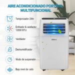 SHINCO Wifi Mobile Air Conditioner 12000 BTU/h, Eco R290, 3.5 kW, 4 en 1 Refrigeración, Calefacción, Ventilador, Deshumidificador, Blanco - Image 2
