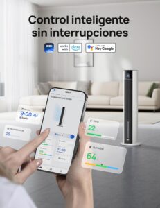 DREO Ventilador de Torre con enfriamiento por agua, enfriador 110 cm, silencioso, 4 velocidades, 4 modos, evaporativo, control app, paquete de hielo, oscilación 80°, temporizador 12 h, blanco - Image 4