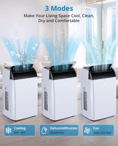 Aire Acondicionado Portátil 12000Btu/h, Climatizador Portátil 3 En 1,Bajo Consumo, Aire Acondicionado Silencioso Con Deshumidificador, Modo Sueño, Mando a Distancia,Para Hogar u Oficina Hasta 51 M² - Image 3