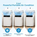 Aire Acondicionado Portátil 12000Btu/h, Climatizador Portátil 3 En 1,Bajo Consumo, Aire Acondicionado Silencioso Con Deshumidificador, Modo Sueño, Mando a Distancia,Para Hogar u Oficina Hasta 51 M² - Image 5