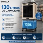 Climatizador Evaporativo Industrial Ultra Frío 15000m3/h, Cobertura 90m2, 130L, 660W, Evaporador Aire Acondicionado Bajo Consumo, Climatizador Industrial Portátil, Climatizador Evaporativo y Enfríador - Image 4