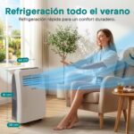 SereneLife Aire Acondicionado Portátil, 12.000 BTU, Móvil, Calefactor, Silencioso, Deshumidificador, Ventilador, Kit Escape Ventana, Control Remoto, Blanco, Portátil para Todo el Año - Image 2