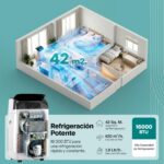 SereneLife Aire Acondicionado Portatil 16000BTU con WiFi y Calefaccion Inverter, Climatizador 4 en 1, con Deshumidificador y Ventilador, Modo Sleep, con Kit de Ventana para estancias de hasta 32 m² - Image 3