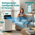 SereneLife Aire Acondicionado Portatil 16000BTU con WiFi y Calefaccion Inverter, Climatizador 4 en 1, con Deshumidificador y Ventilador, Modo Sleep, con Kit de Ventana para estancias de hasta 32 m² - Image 2