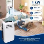 SereneLife Aire Acondicionado Portátil, 9.000 BTU, con Mando a Distancia, Móvil, Silencioso, Deshumidificador, Ventilador, Kit Escape Ventana, Blanco - Image 2