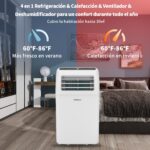 SHINCO Wifi Mobile Air Conditioner 12000 BTU/h, Eco R290, 3.5 kW, 4 en 1 Refrigeración, Calefacción, Ventilador, Deshumidificador, Blanco - Image 3