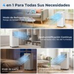 LEENON 9000 BTU Aire Acondicionado Portátil 4 en 1 Climatizador Portatil Deshumidificador Ventilación, Modo Sueño, Control Remoto, Temporizador 24H, Incluye Kit Ventana, Ar Condicionado Hasta 35m² - Image 3