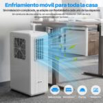 OKYUK Aire Acondicionado Portatil, 200 W de ahorro energético, refrigerante ecológico R290, 3 en 1 Refrigera, Ventila y Deshumidifica,Cobertura 15-20m2.Con tubo de escape (Blanco) - Image 4