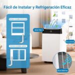 Aire acondicionado portátil 10000 BTU 3,1 kW(con mando a distancia), bajo consumo energético, pantalla LED, 4 modos, 2 velocidades de ventilador, cubre 28 m², temporizador de 24 horas, Blanco - Image 7