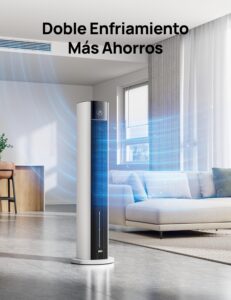 DREO Ventilador de Torre con enfriamiento por agua, enfriador 110 cm, silencioso, 4 velocidades, 4 modos, evaporativo, control app, paquete de hielo, oscilación 80°, temporizador 12 h, blanco - Image 7