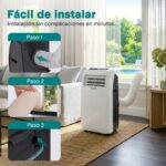 SereneLife Aire Acondicionado Portátil, 12.000 BTU, Móvil, Calefactor, Silencioso, Deshumidificador, Ventilador, Kit Escape Ventana, Control Remoto, Blanco, Portátil para Todo el Año - Image 6
