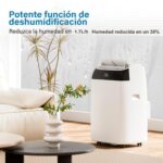 Aire acondicionado portátil 10000 BTU 3,1 kW(con mando a distancia), bajo consumo energético, pantalla LED, 4 modos, 2 velocidades de ventilador, cubre 28 m², temporizador de 24 horas, Blanco - Image 3